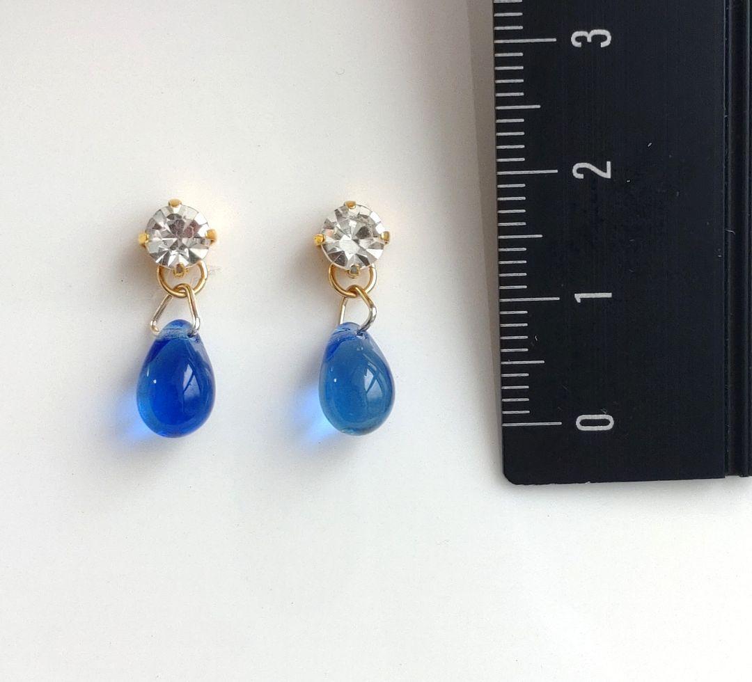 【No339】ペールミントサファイア　✅サファイア多め　チェコビーズ　貼るピアス