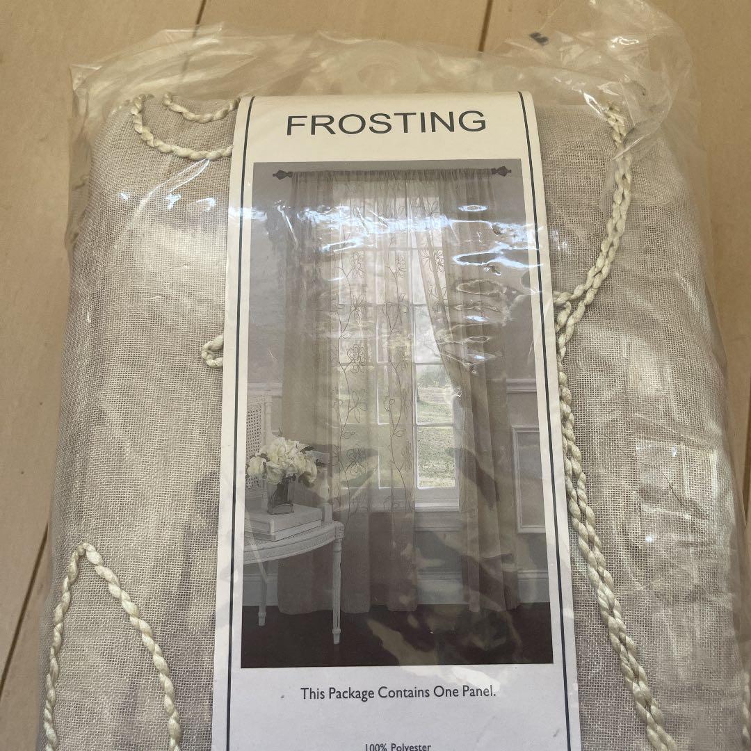 ローラアシュレイ花柄刺繍 シアー ボイル リネンカーテン84インチ