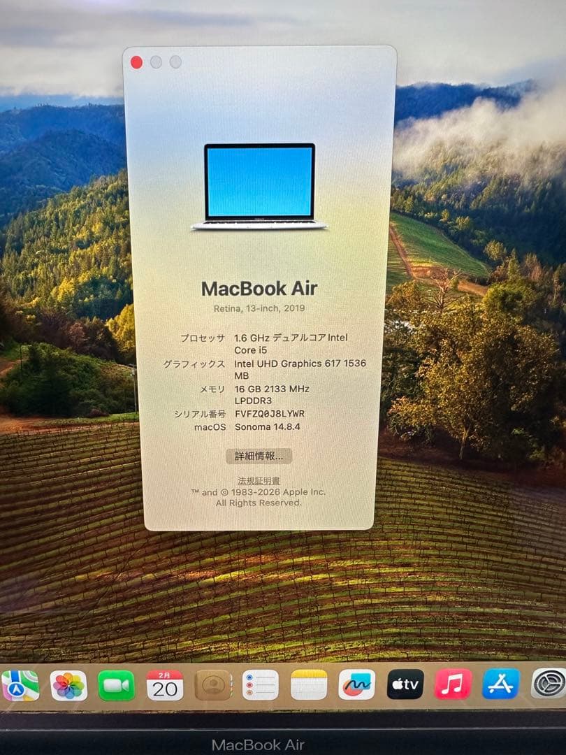 MacBook本体 MacBook Air 2019 13inch Core i5 16Gb 256