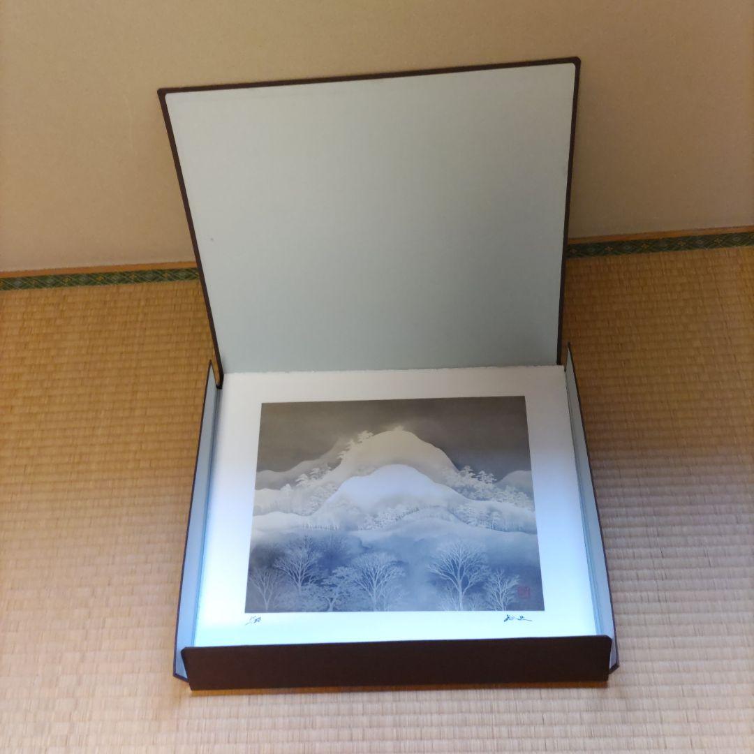 平川敏夫の雪月花のオリジナルリトグラフ、五重塔と桜限定120/10限定品、絵画