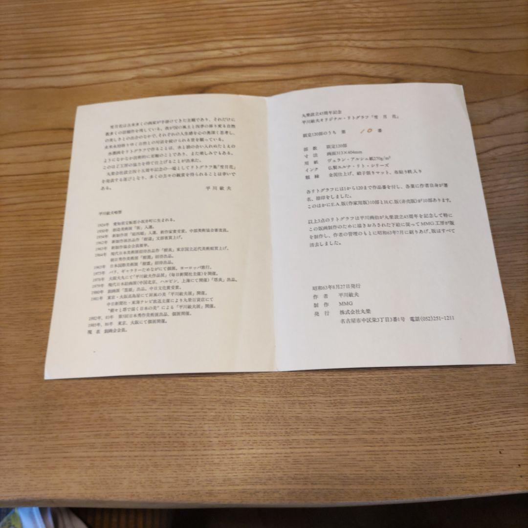 平川敏夫の雪月花のオリジナルリトグラフ、五重塔と桜限定120/10限定品、絵画