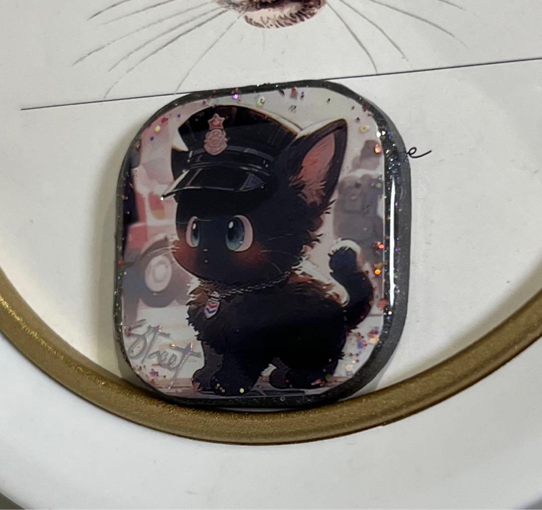 感謝価格(ㅅ´꒳` )ポリスにゃん黒猫 レジンヘアゴム
