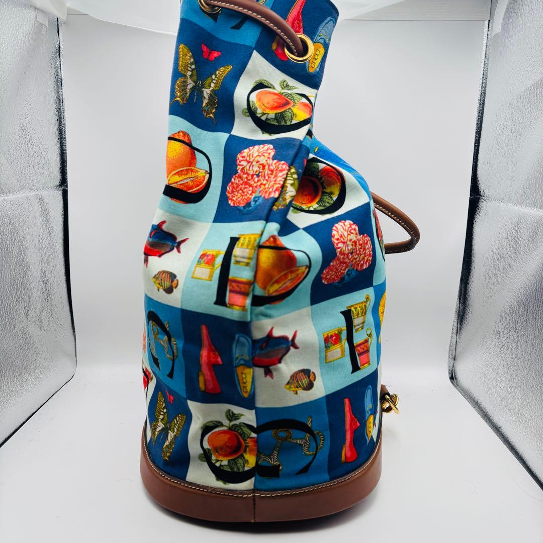 ✨超激レア✨GUCCI ショルダーバッグ マルチカラー 総柄 キャンバス 本革