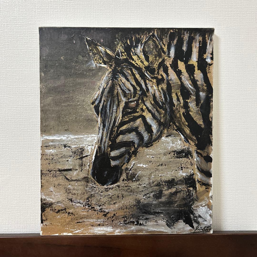 シマウマ　アクリル画　原画