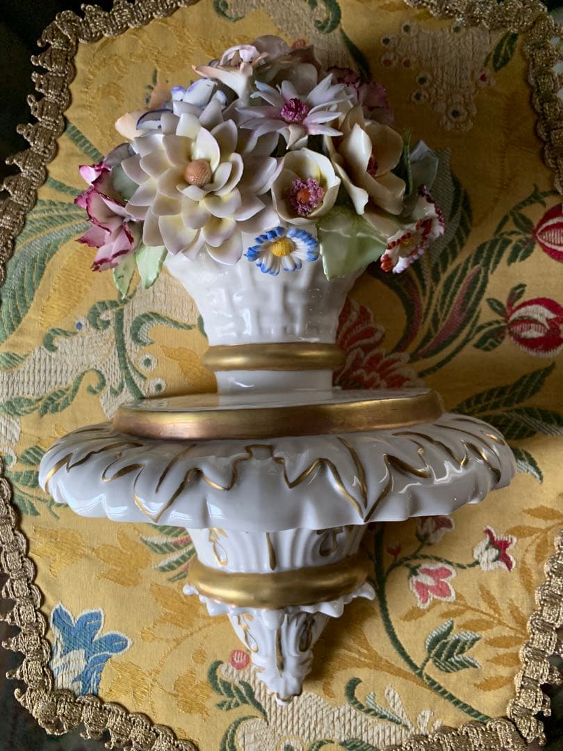 イタリア製　陶花　ビンテージ壁掛け豪華な陶花2セット美品綺麗です！