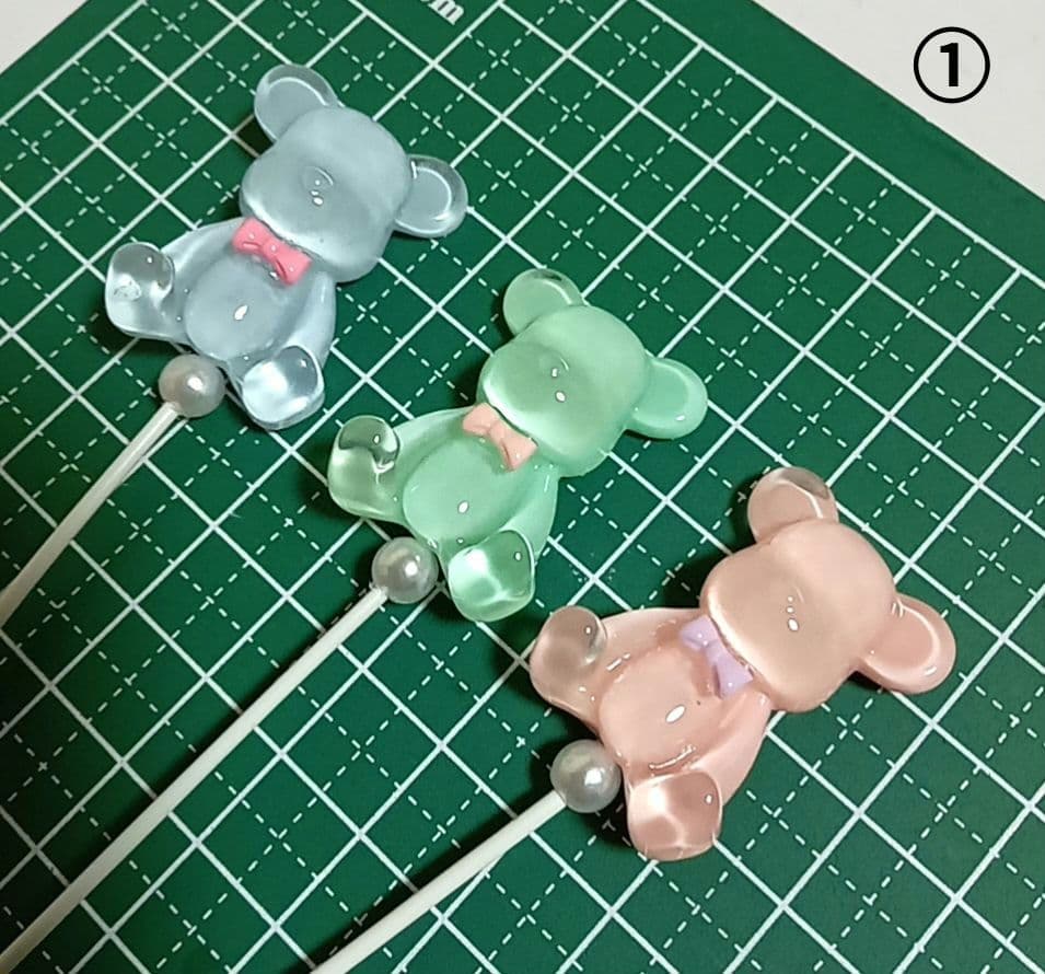ハンドメイド☆ガーデンピック☆3色のくまちゃん☆ガーデニング雑貨☆多肉植物☆①