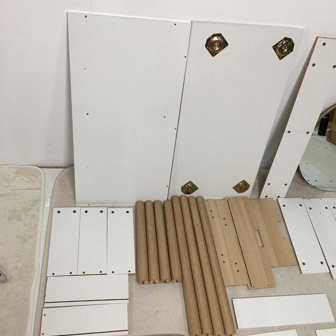 ホワイト ナチュラル木脚ドレッサー 化粧台 化妝桌 鏡台1684-160