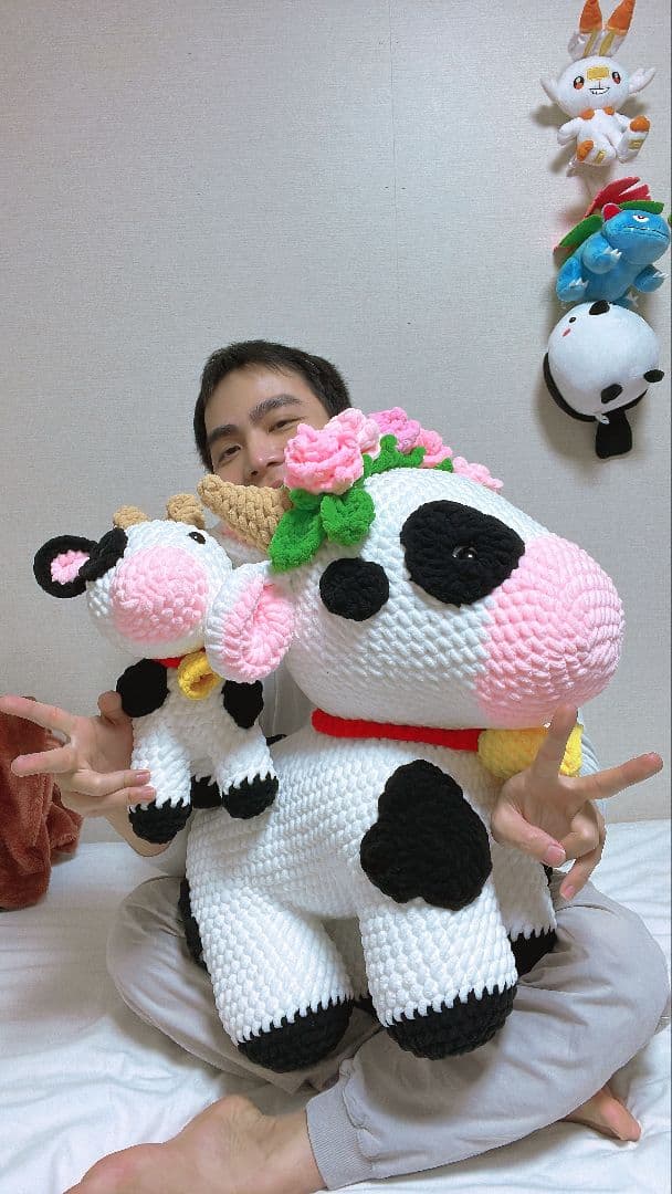 牛のあみぐるみ2体セット