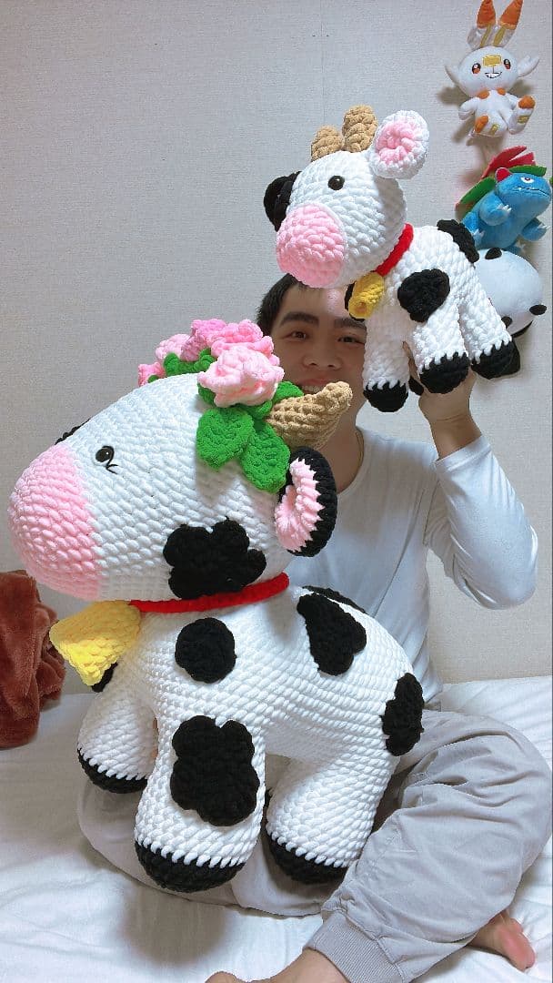 牛のあみぐるみ2体セット
