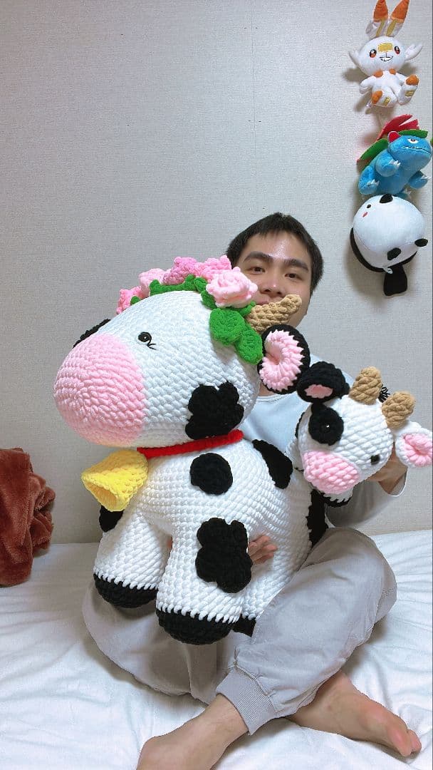 牛のあみぐるみ2体セット