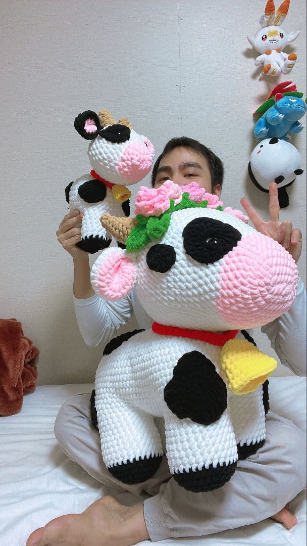 牛のあみぐるみ2体セット