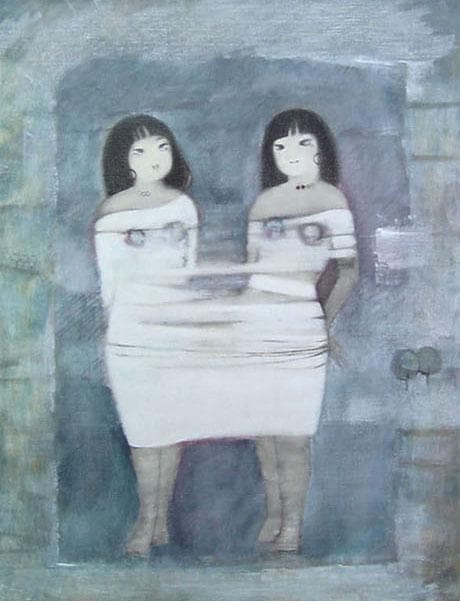 油絵 菅家令子 絵 絵画 インテリア 額付(白) F6-102023 人物女性像