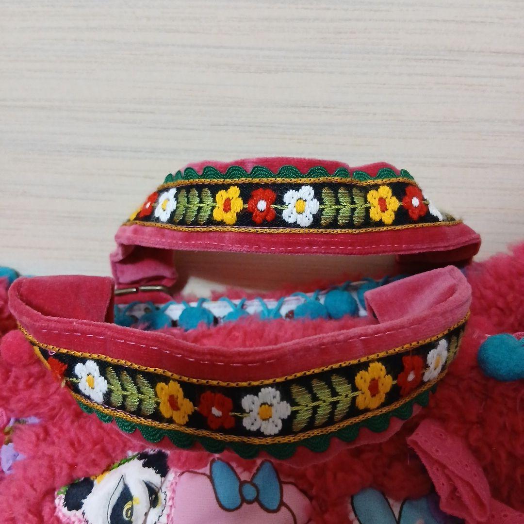 ハンドメイド　昭和レトロ　動物柄　パッチワーク　ファー　手提げバック