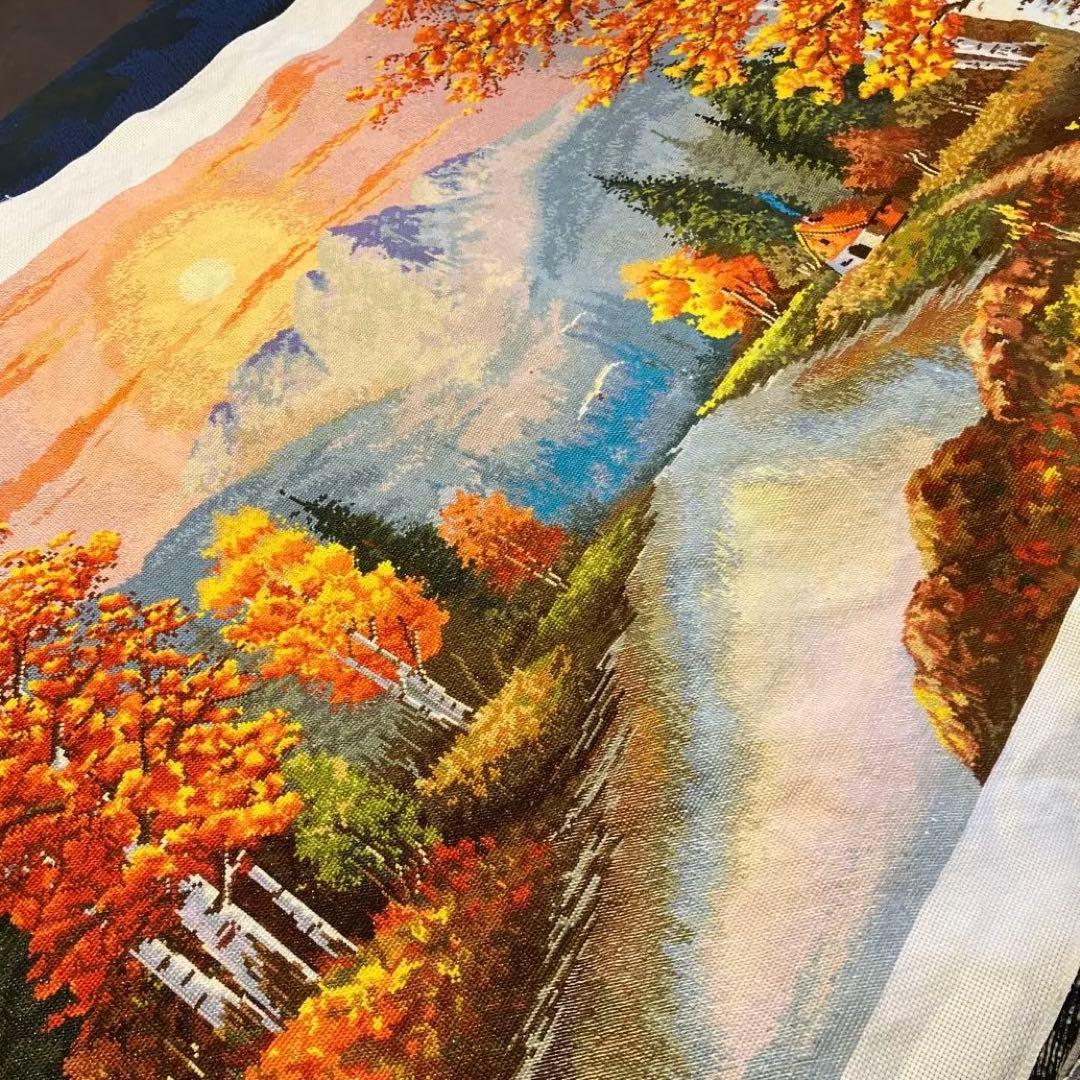 クロスステッチ完成品　超特大「秋の風景」約畳1畳の大きさ！即購入OK。！