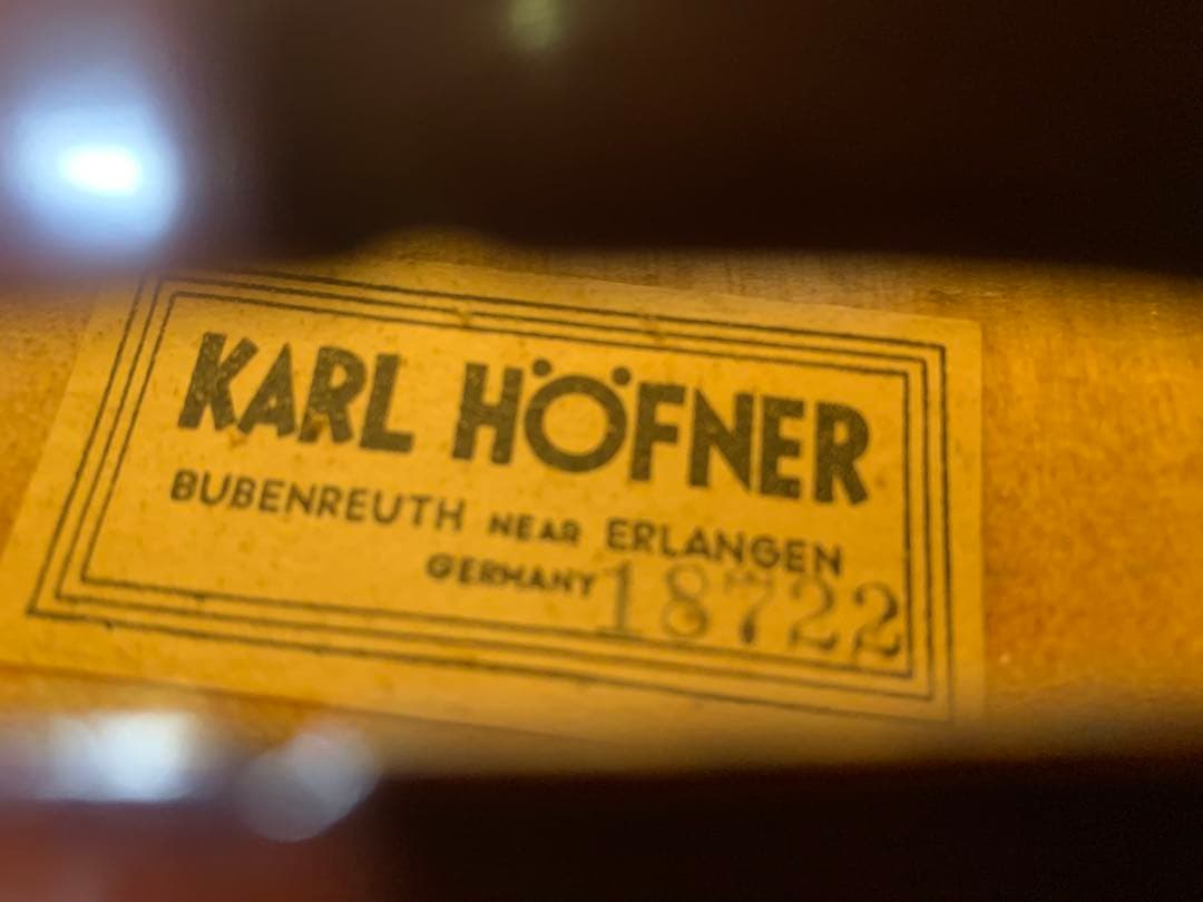 ドイツ製　4/4 バイオリン　Karl Hofner KH66 裏板一枚板