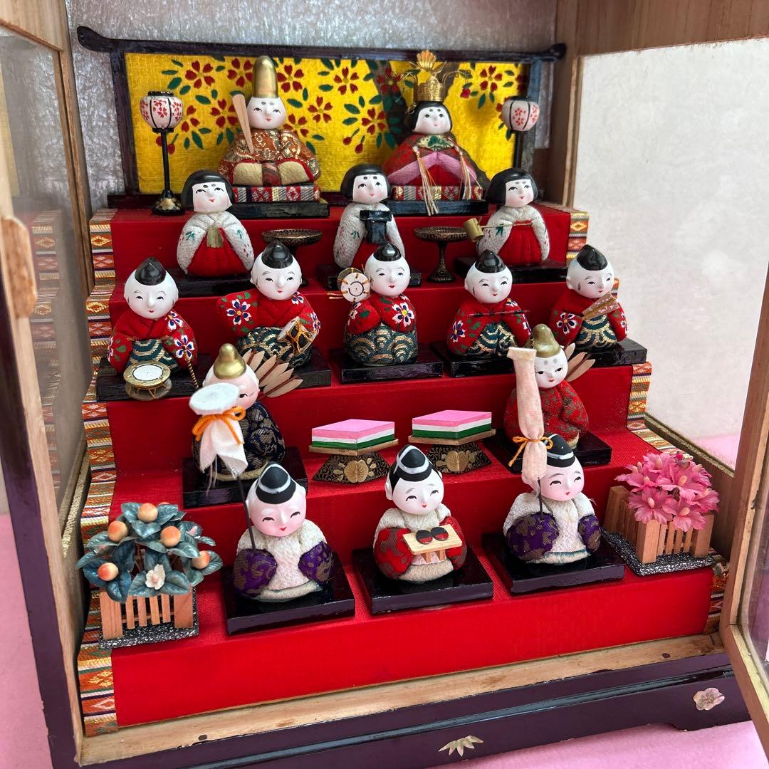 豆雛　お雛様　雛人形　ガラスケースはおまけ
