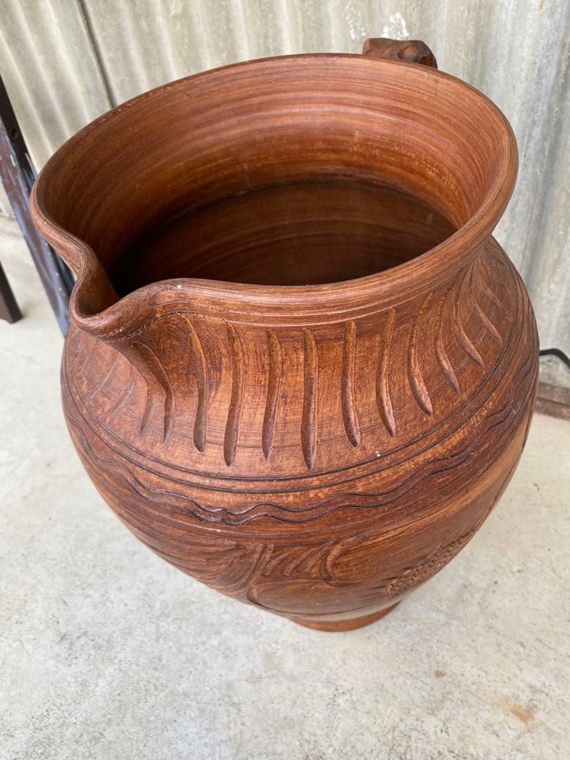 テラコッタ　花瓶　大型　置物　オブジェ　アンティーク　傘立て　壺　フラワーベース