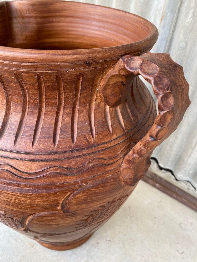 テラコッタ　花瓶　大型　置物　オブジェ　アンティーク　傘立て　壺　フラワーベース