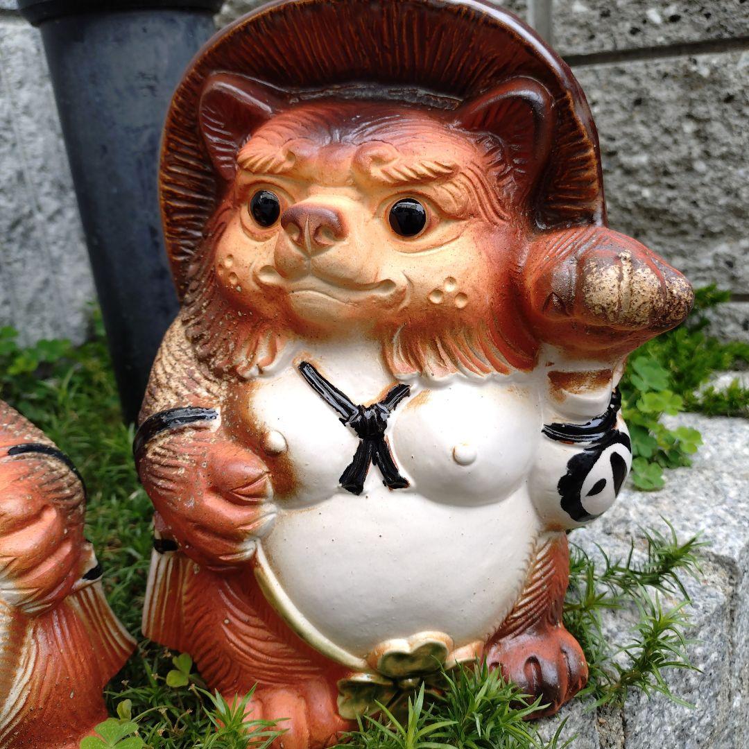 信楽焼　魔除け狸　シーサー狸　(2匹セット)狸　タヌキ　たぬき