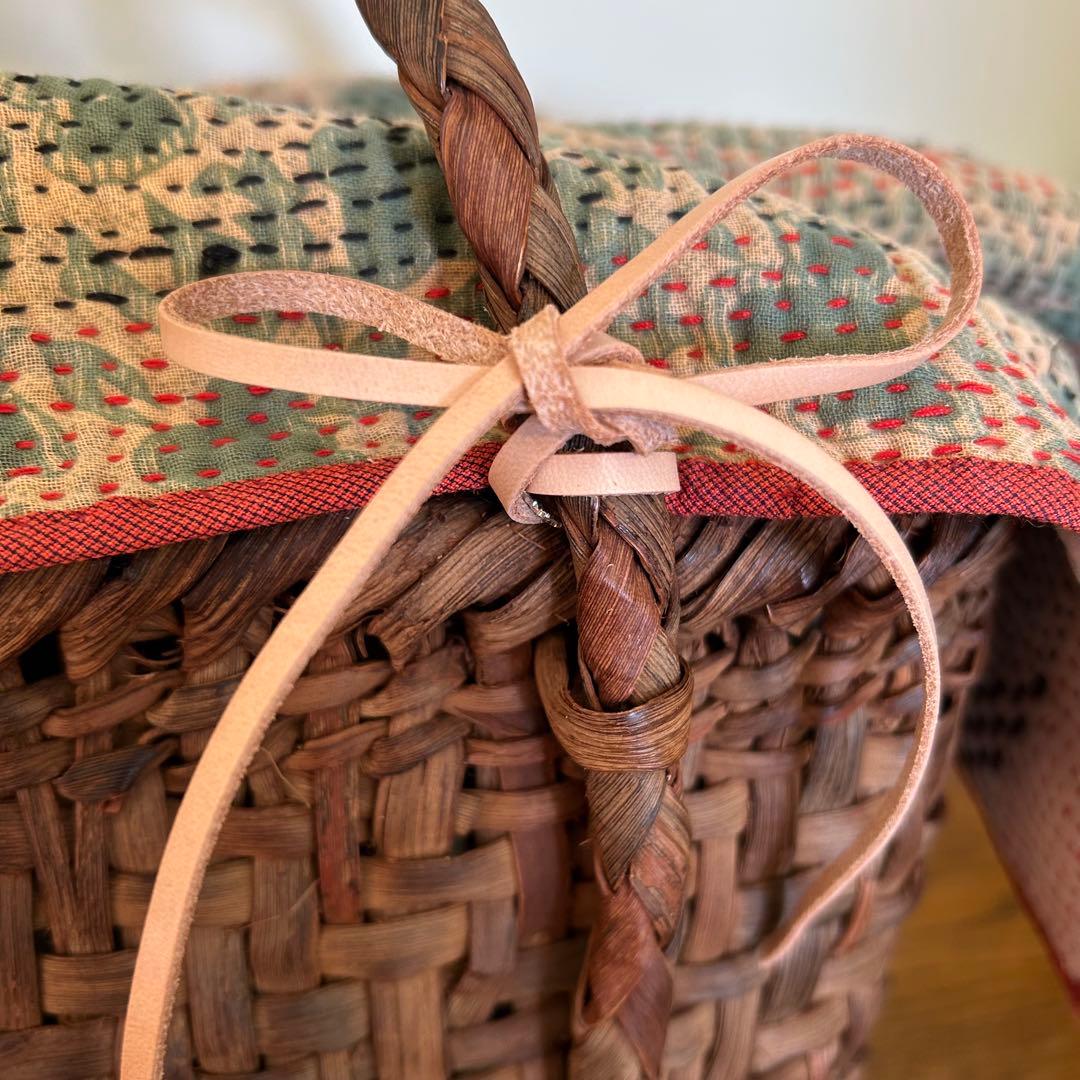 ラリーキルトのバスケットカバー＊ミナペルホネンハギレ＊マルチカバー