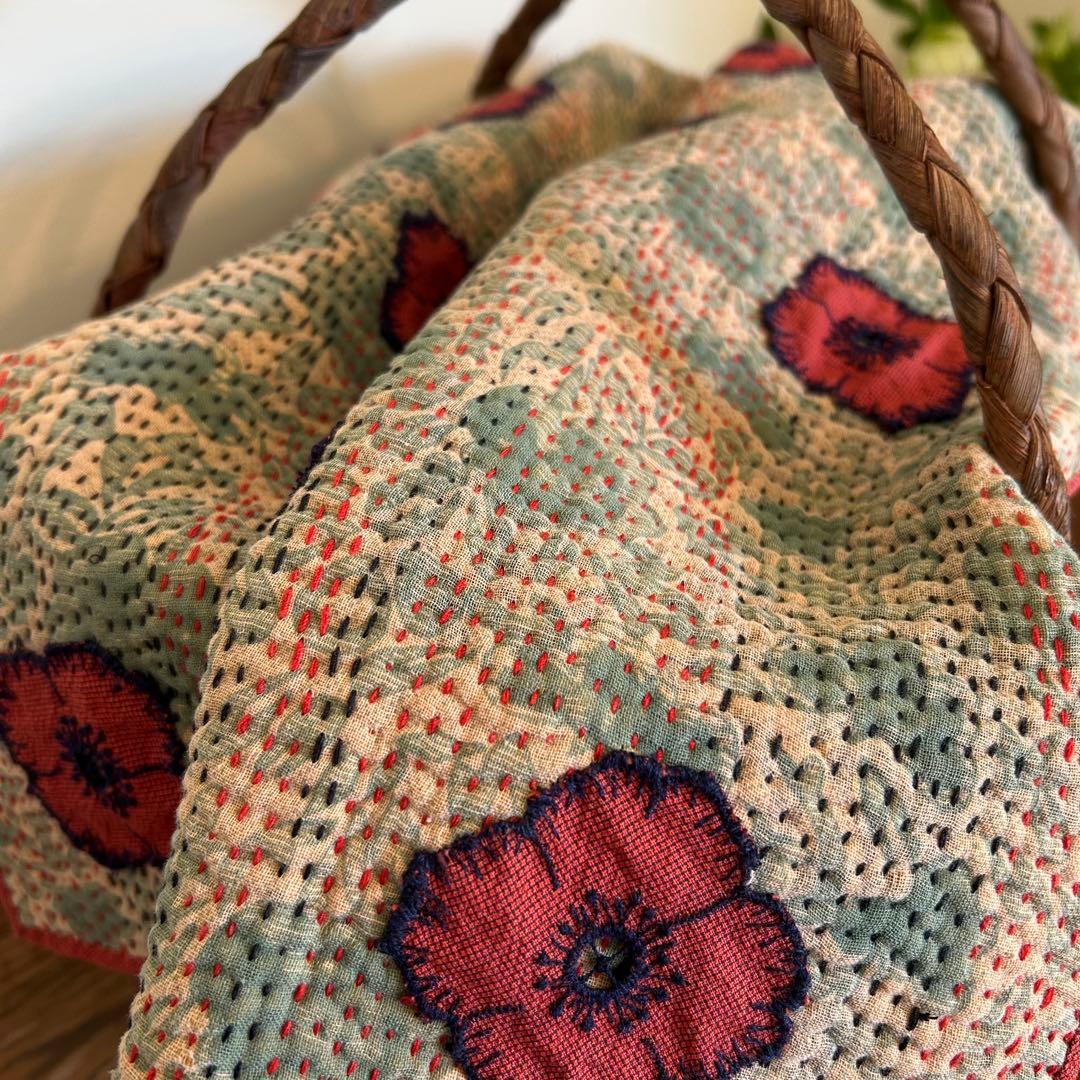 ラリーキルトのバスケットカバー＊ミナペルホネンハギレ＊マルチカバー