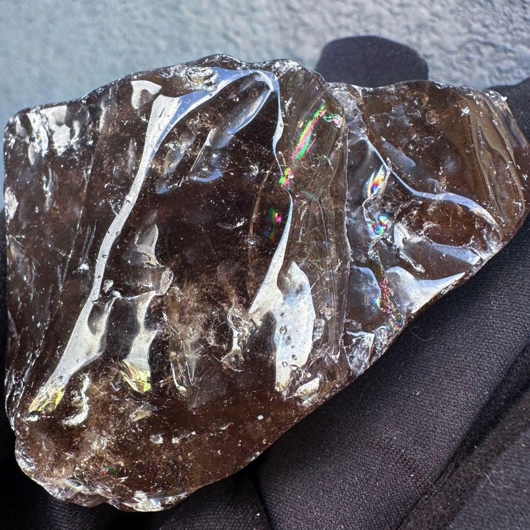 【金運☆魔除】レインボー☆スモーキークォーツ☆天然石フリーフォーム原石A1496