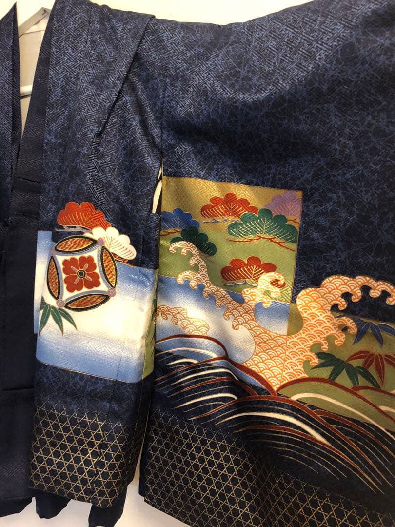 七五三 男の子 着物 袴　フル セット 鶴 波模様