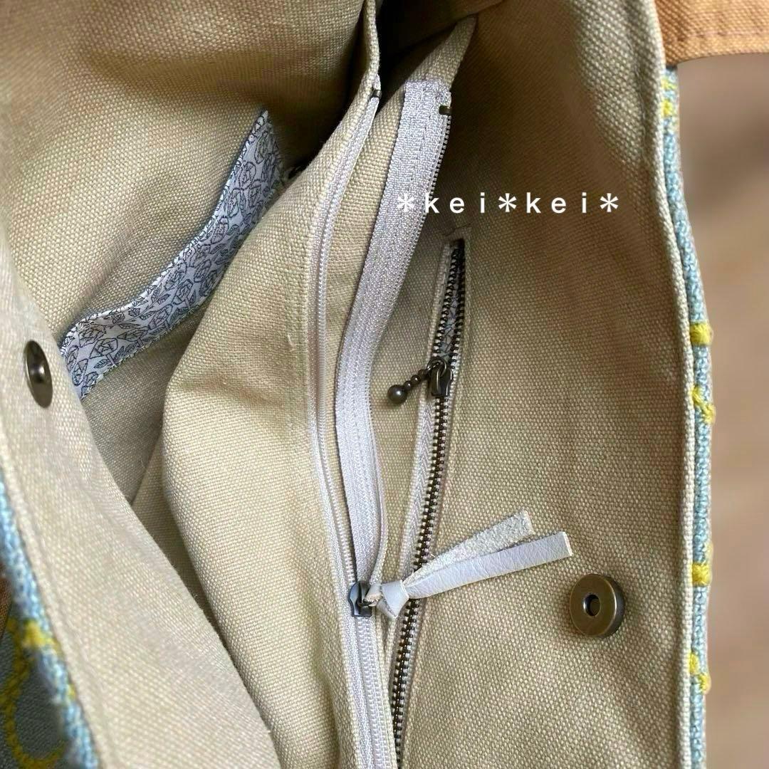 美品 ミナペルホネン ハンドメイド　トートバッグ タンバリン グリーン