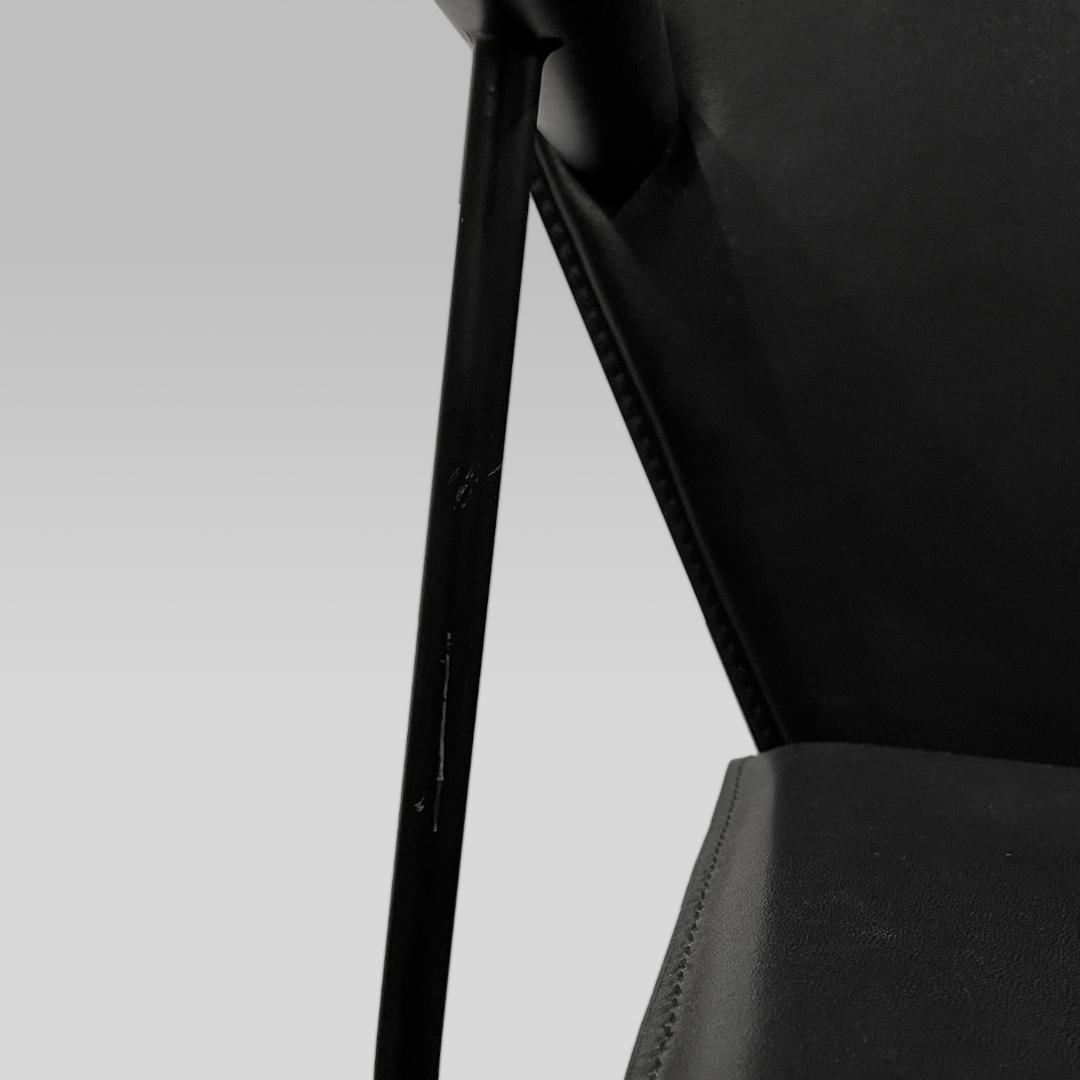 80~90s【Naos】イタリアン ポストモダン 本革×スチール ベンチ ソファ