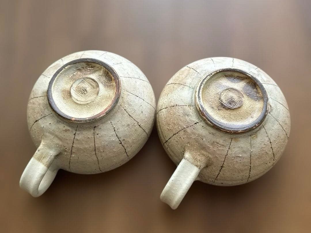 古谷製陶所◇たて鉄線 手付きスープカップ 2個セット　古谷浩一さん