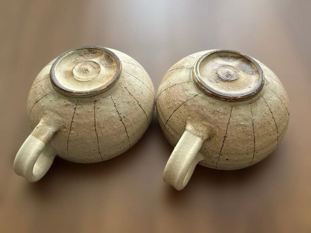 古谷製陶所◇たて鉄線 手付きスープカップ 2個セット　古谷浩一さん