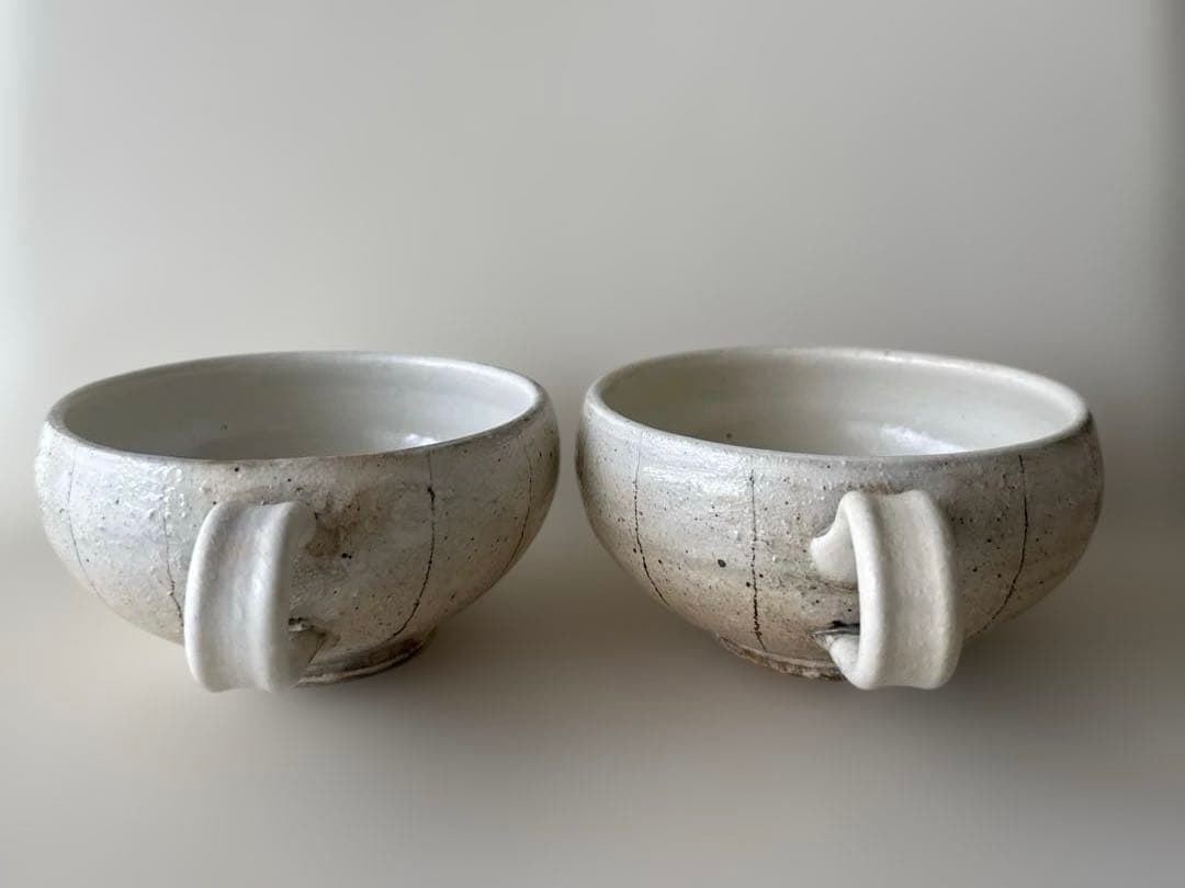 古谷製陶所◇たて鉄線 手付きスープカップ 2個セット　古谷浩一さん