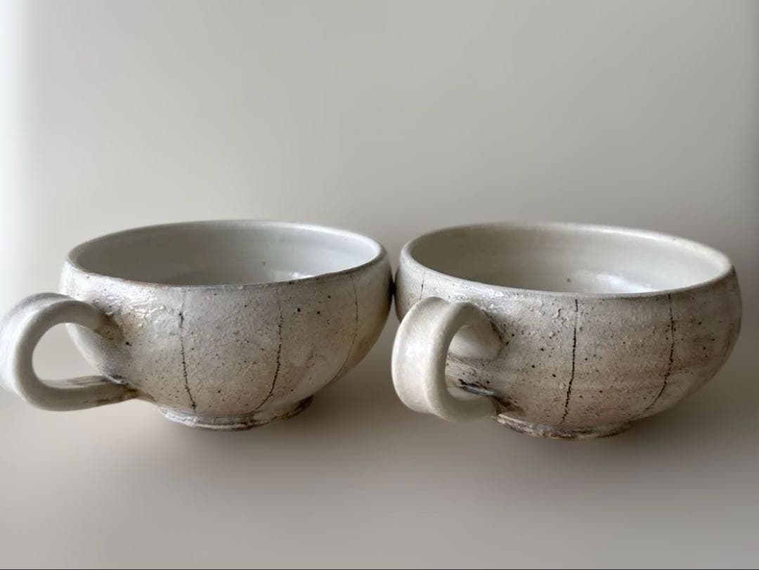 古谷製陶所◇たて鉄線 手付きスープカップ 2個セット　古谷浩一さん