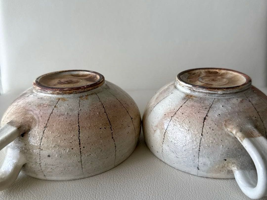 古谷製陶所◇たて鉄線 手付きスープカップ 2個セット　古谷浩一さん