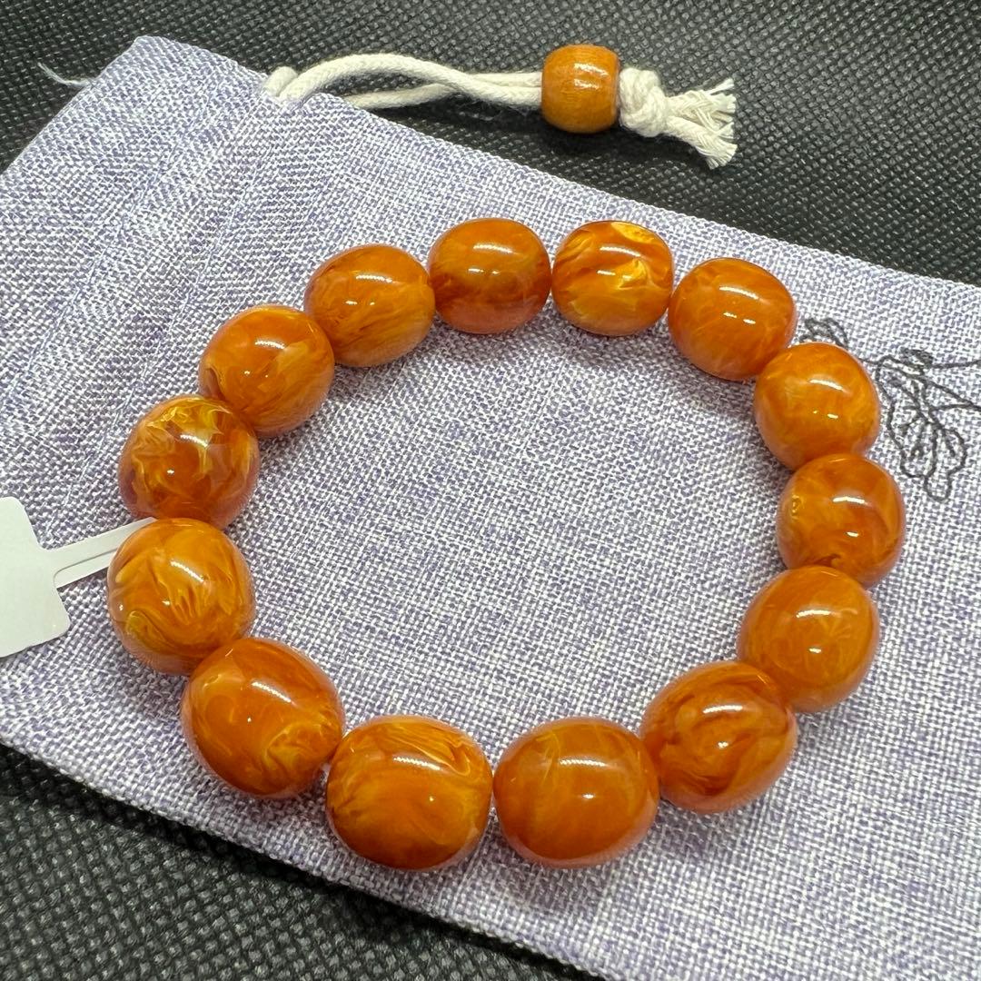 高品質天然ハニーアンバー琥珀のブレスレットAB1039