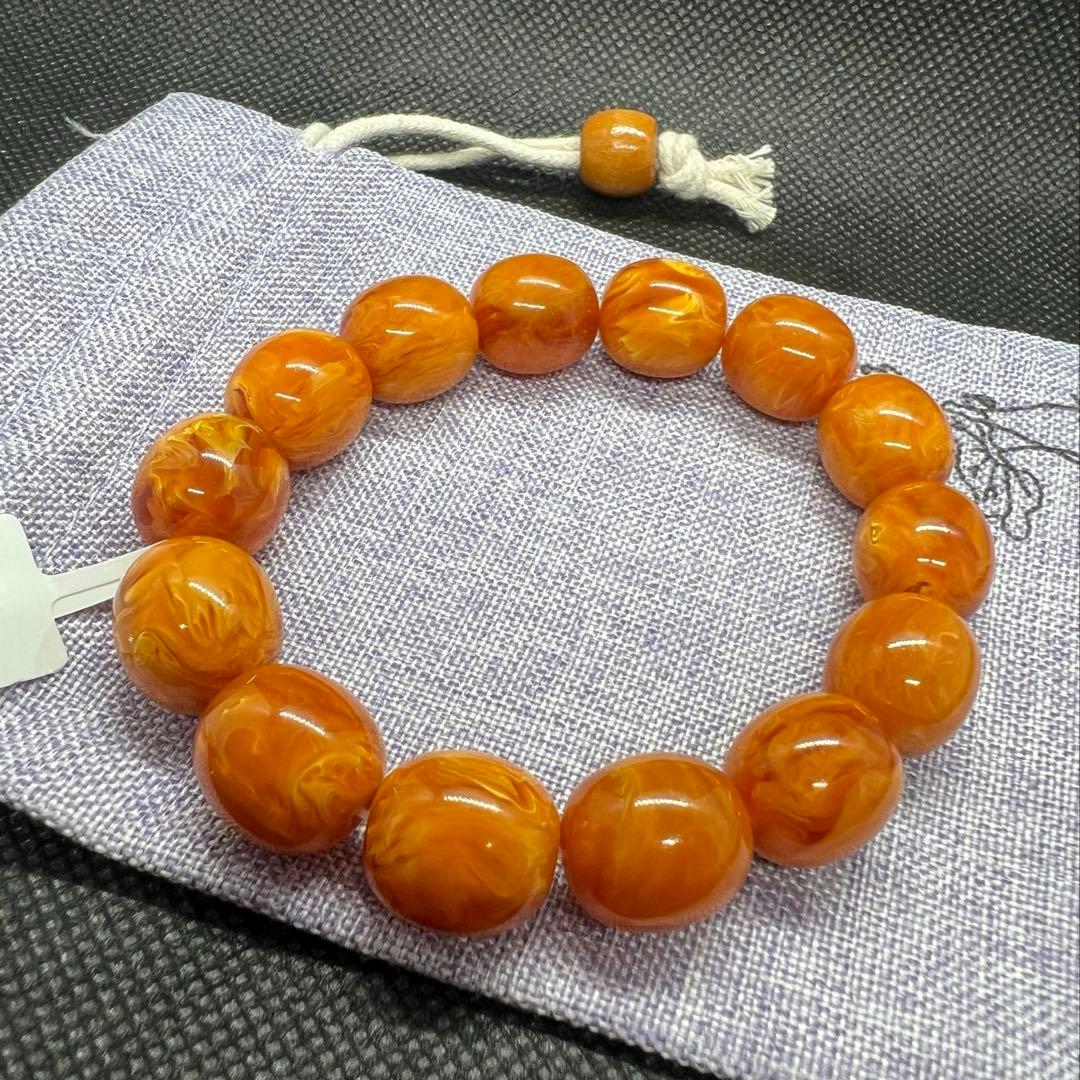 高品質天然ハニーアンバー琥珀のブレスレットAB1039