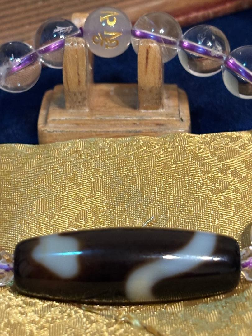 【弁財天の使い】白蛇天珠 ブレスレット 10mm水晶【河内神社 御神水浄化】