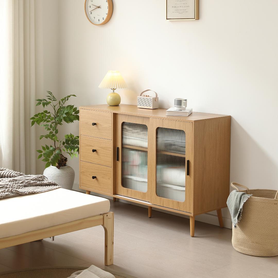 新登場！ 北欧風キャビネット サイドボード 食器棚 キャビネットNATURAL