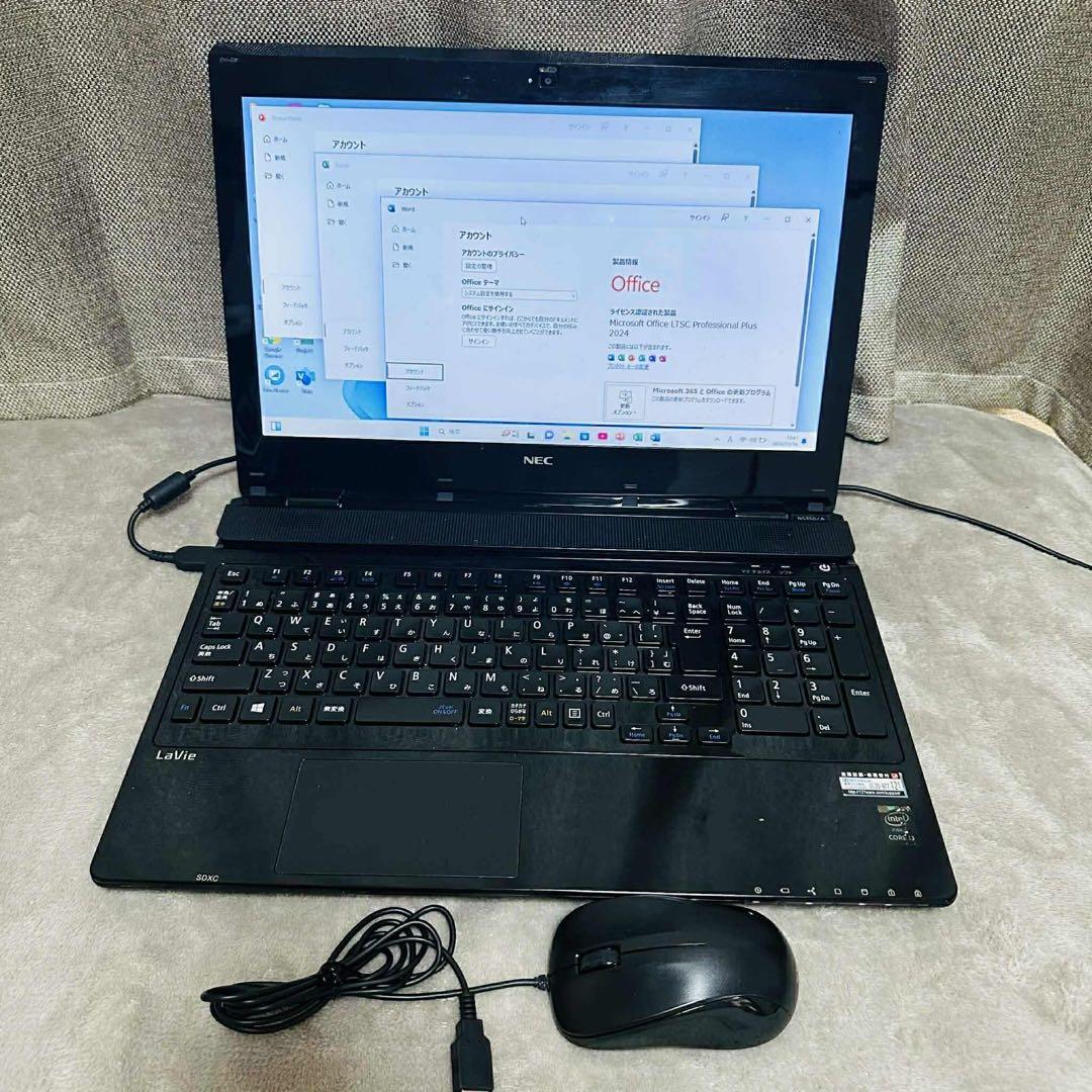 S201 NECノートパソコンWEBカメラSSD高速Windows11オフィス付