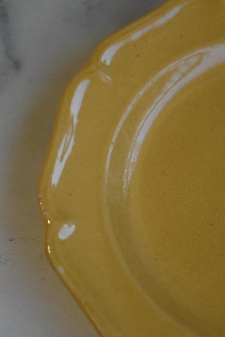 1枚はおまけ　19世紀アプト窯　黄釉花リム　デセール皿　アンティーク