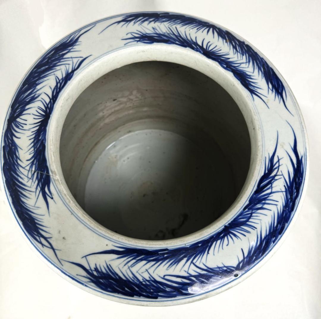 明時代 雙龍雙鳳凰鯉筆巻大鉢 約10.3kg 伝世品焼物 青花 WWTT014