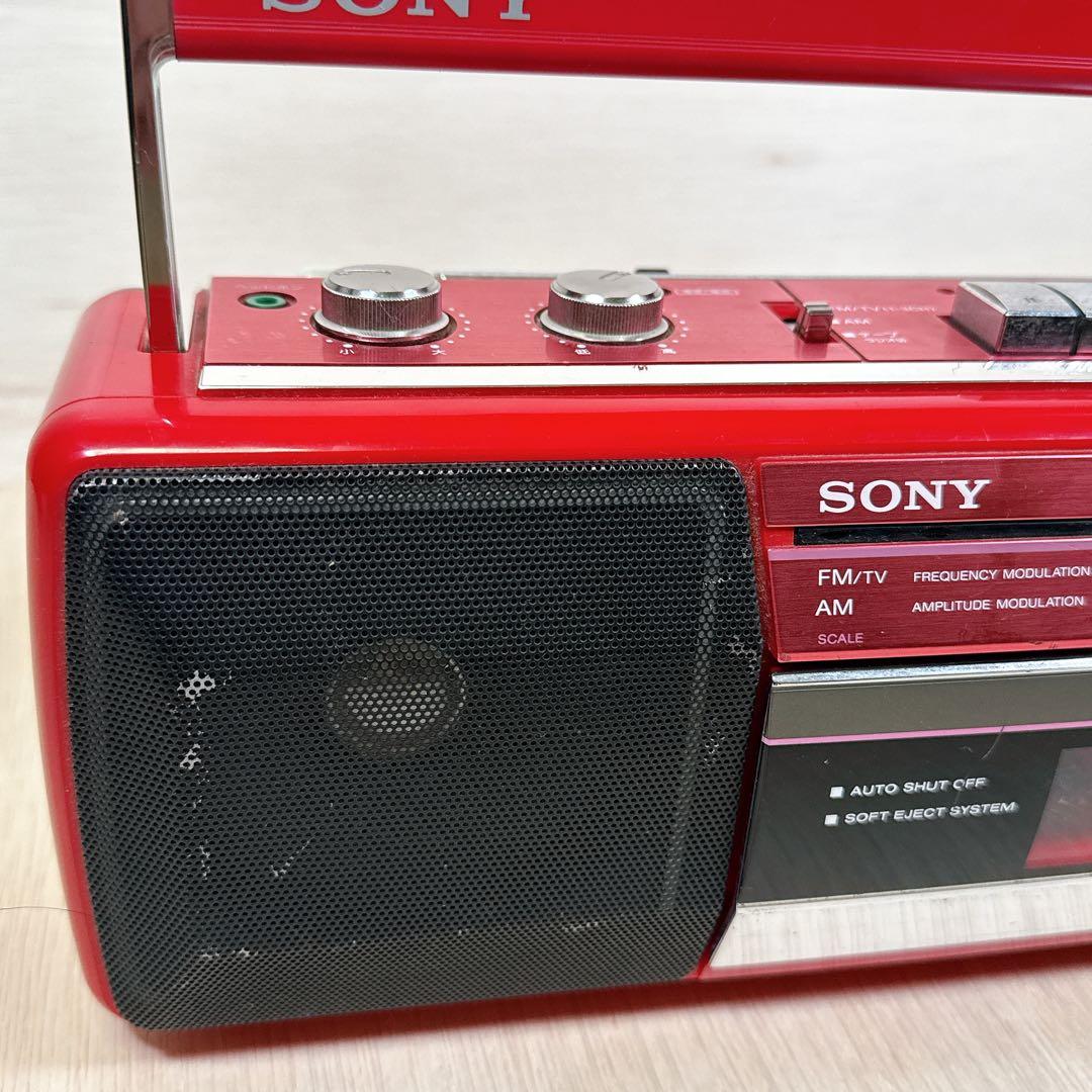SONY CFS-E20 赤 ラジカセ FM/AM 通電・ラジオOK 昭和レトロ