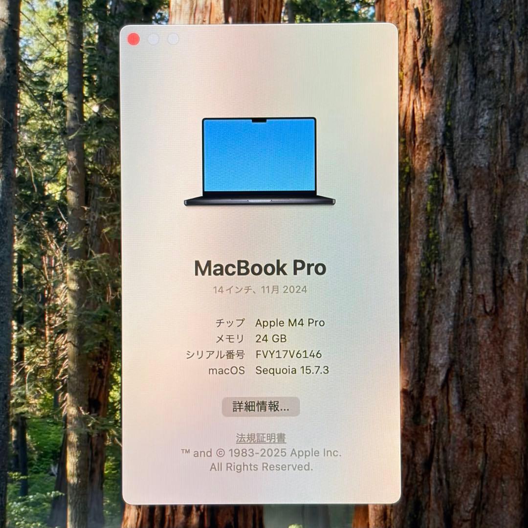 MacBook Pro 14インチM4Pro メモリ24GB SSD1TB