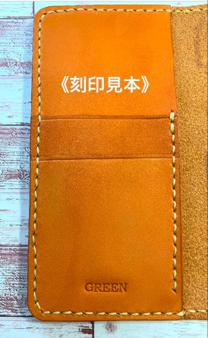 2枚ポケット付き　栃木レザー　ネイビー　iPhoneケース　　本革　手帳型