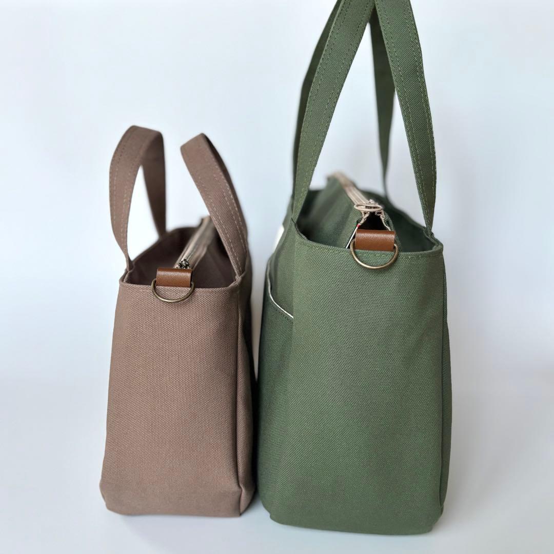 倉敷8号帆布ラウンドトートバッグL パープルブルー×ミモザ柄　ファスナー開閉