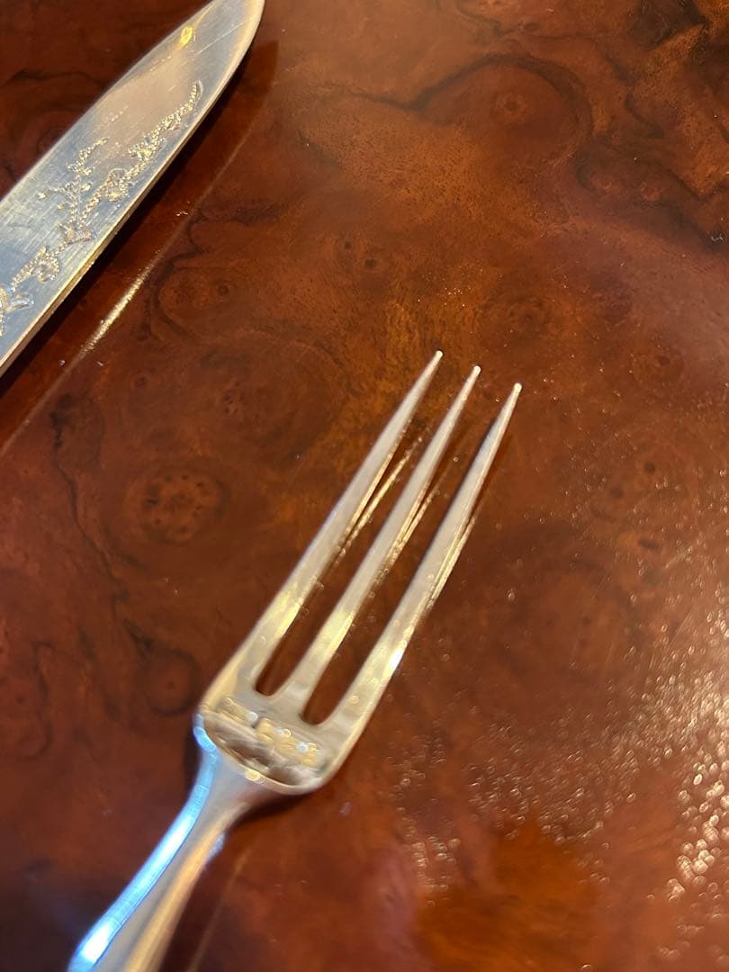 スターリングシルバー　デザートナイフ&フォーク　イギリスアンティーク