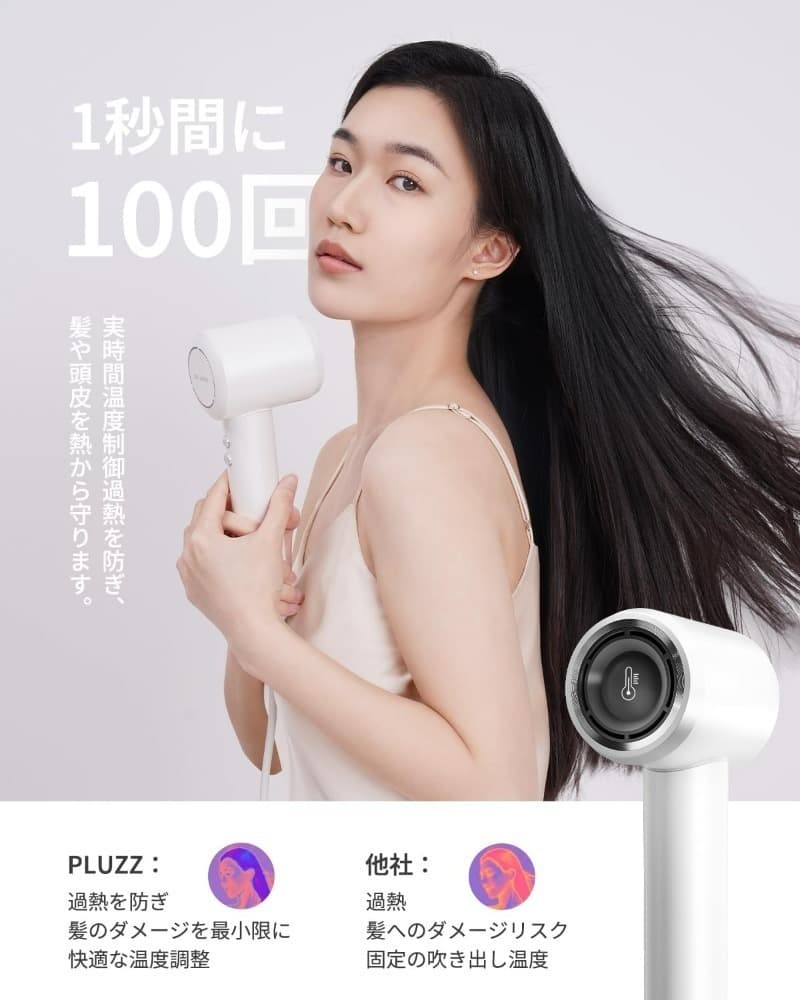 コンパクト 低騒音 PLUZZ ドライヤー