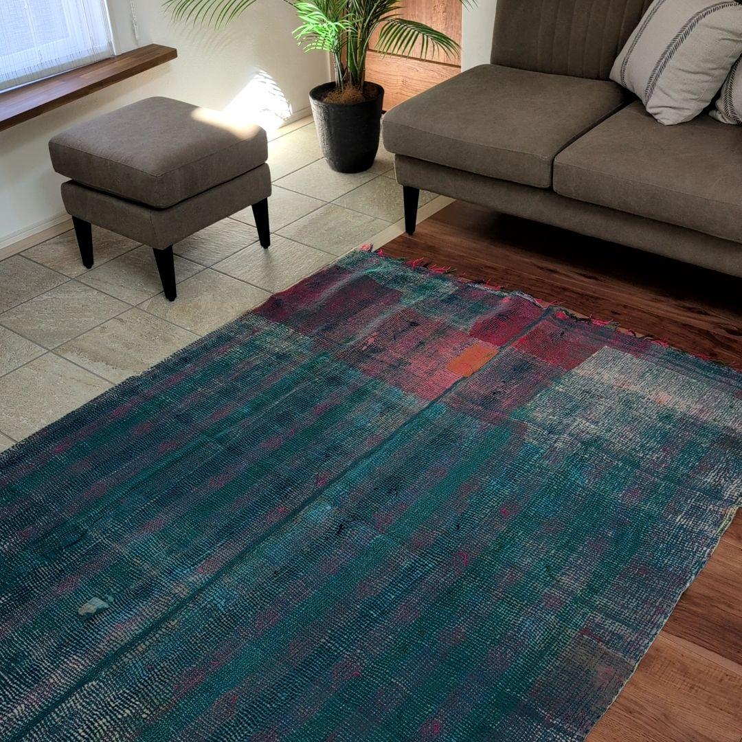 ダイヤ刺繍ソファカバー ヴィンテージ カンタキルト ラリーキルトラグ #857