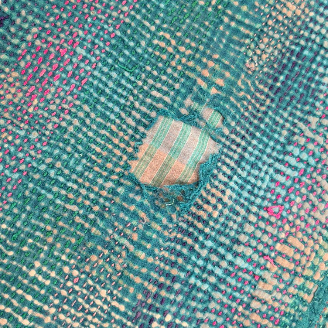 ダイヤ刺繍ソファカバー ヴィンテージ カンタキルト ラリーキルトラグ #857