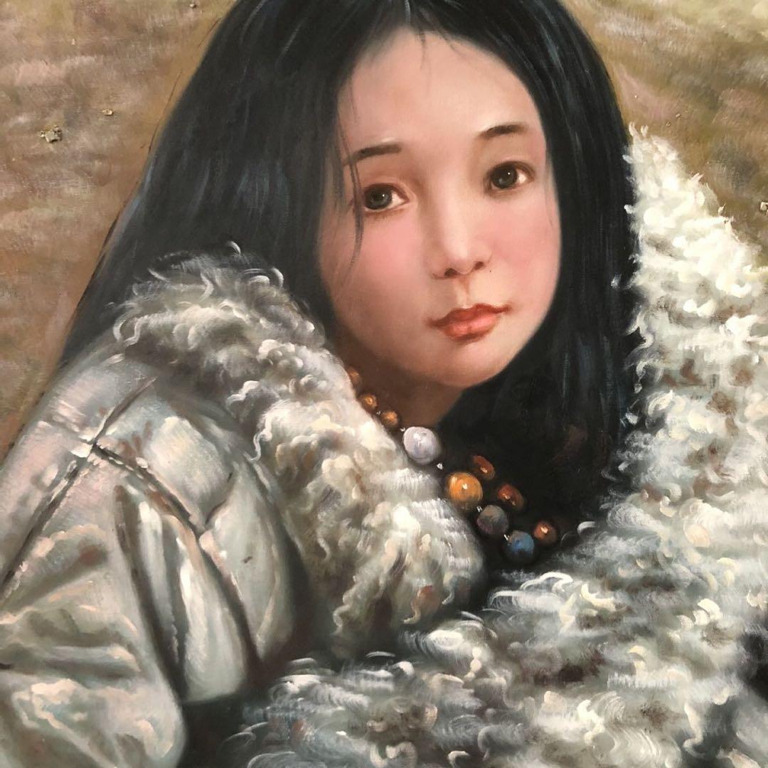 人物画 艾軒 油絵 手描き キャンバス 104×74cm